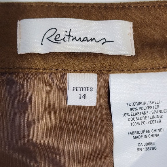 REITMANS Vegan Suede Skirt Womens 14P Faux Leather Ethical Mini Western NEW Boho - Picture 2 of 16